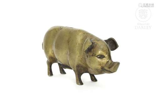 Bronze piggy bank "Pig", 20th Century