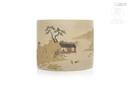 Large brush jar, Yixing, 20th Century