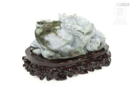 Carved stone turtle, with pedestal, 20th Century