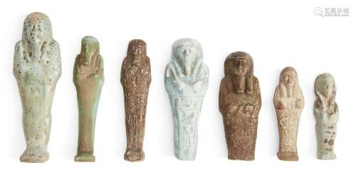 Six Egyptian glazed faience shabtis<br />
Third Intermediate...