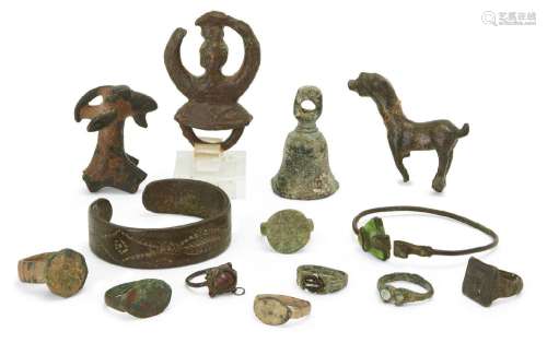 A miscellaneous group of bronze jewellery and artefacts<br /...