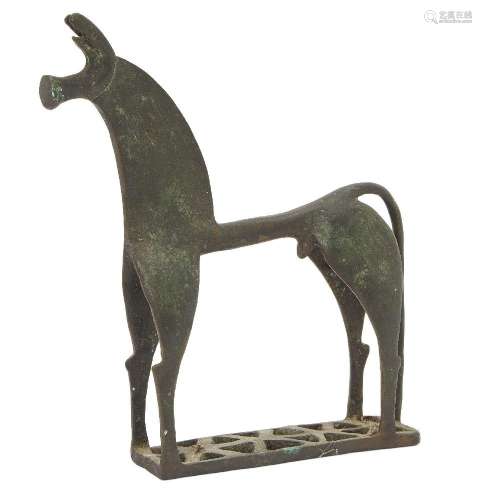 A large decorative bronze geometric Greek style horse, with ...