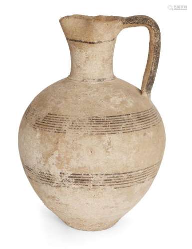A Cypriot Iron Age Bichrome Ware amphora with pinched-in lip...