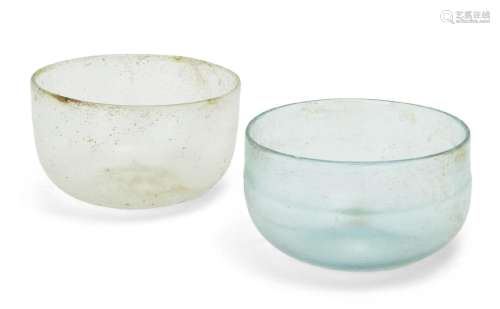 Two Roman glass hemispherical bowls, one cracked, Circa 4th ...