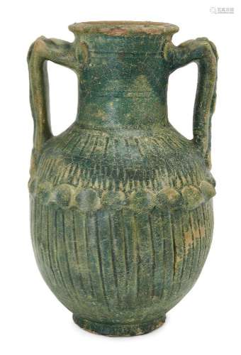 A Parthian green-glazed pottery amphora 2nd-3rd millenium B....