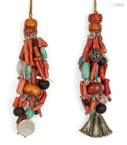 A coral, shell and turquoise necklace, possibly Tibet, late ...