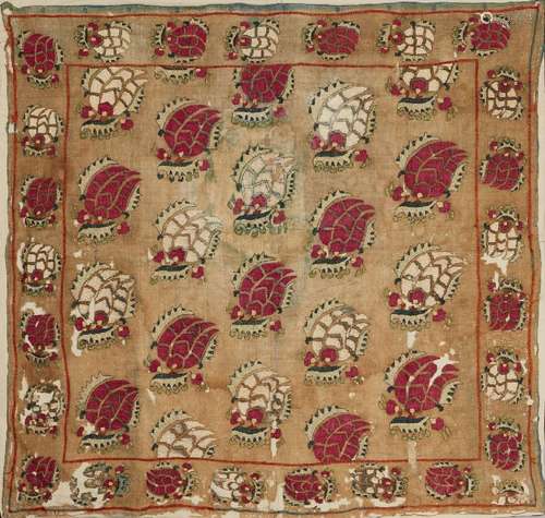 A silk embroidered linen textile panel (bohca), Provincial O...