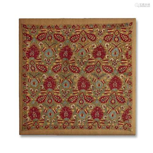 An Epirus silk embroidered linen textile panel (bocha), 18th...