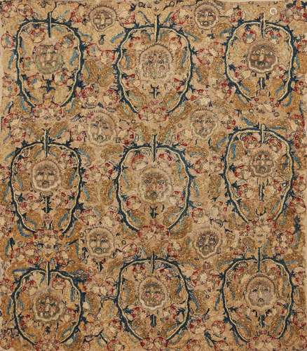 An Ottoman silk and gilt-metal thread embroidered linen pane...