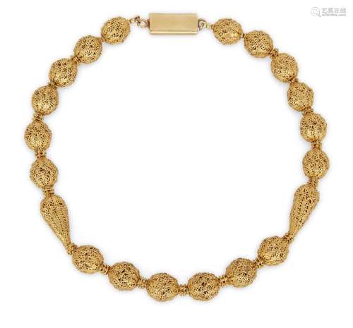 A very fine gold filigree and granulated bead necklace, Julf...