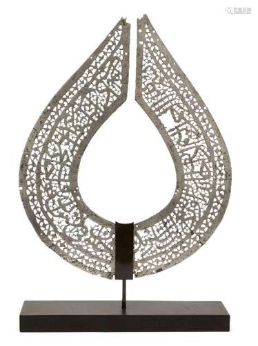 A Safavid cut steel 'alam head with cursive inscriptions, Pe...