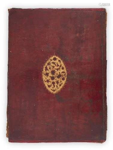 A large Ottoman tooled red leather binding, Turkey, 19th cen...