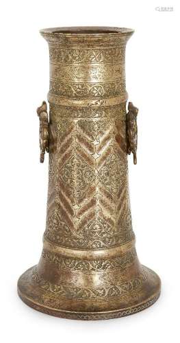 A brass torch stand (mash'al), Iran, late 16th century, with...