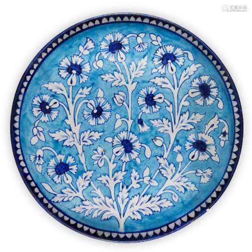 A large Sind pottery dish, India, late 19th century, of shal...