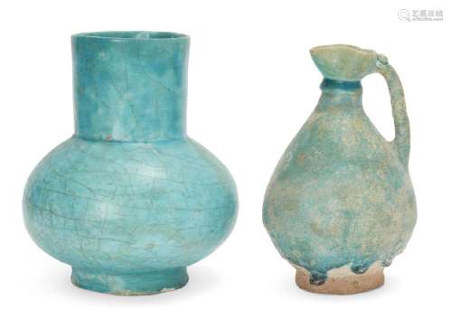 Two turquoise glazed pottery vessels, Iran, 12th - 13th cent...