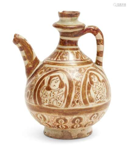 A lustre-painted pottery ewer, Persia, 12th century, on a sh...