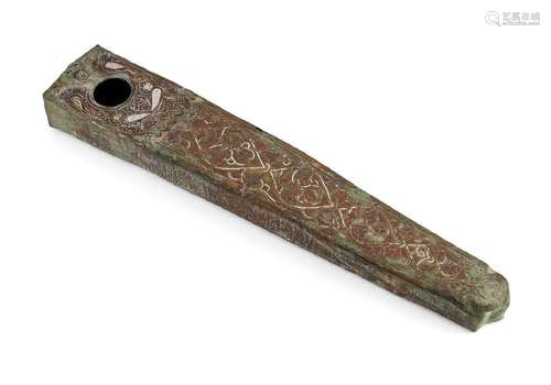 A silver inlaid engraved bronze scribe's case, Khorasan, Ira...