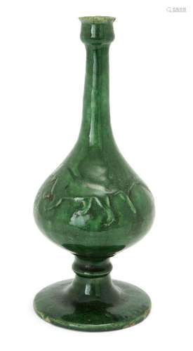 A Safavid green-glazed pottery sprinkler, Persia, 17th centu...