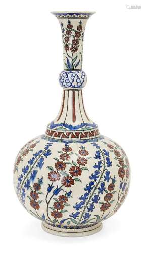 A large Samson Iznik-style flask, with maker's mark to base,...