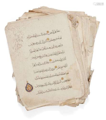 A leaf from an Ilkhanid Qur'an, Iran or Mesopotamia, circa 1...