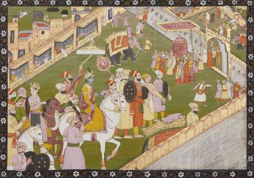 The wedding of Krishna and Rukmani, an illustration to the R...
