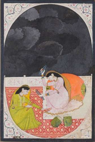 Two Ladies Making Music, Kangra, circa 1780-90, opaque pigme...