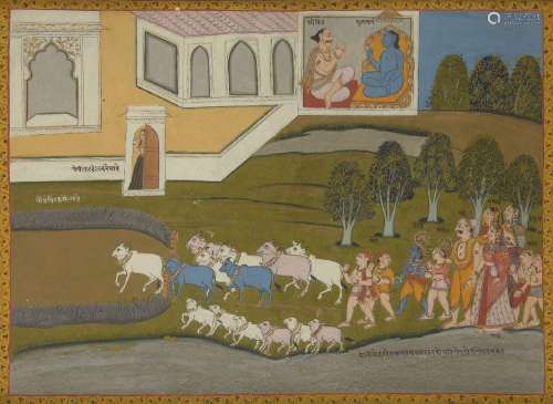A scene from the Life of Krishna, Rajasthan, late 19th centu...