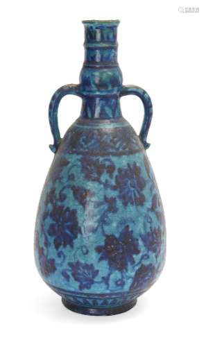 A Sind turquoise and cobalt pottery vase, North India, late ...