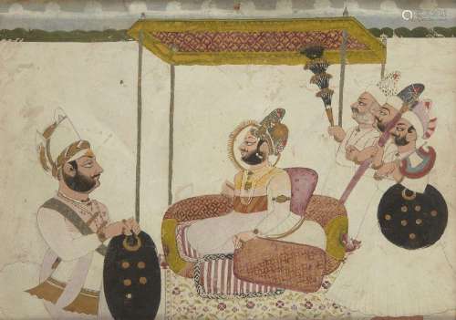 A Maharaja receives a nobleman, Jodhpur, India, 19th century...