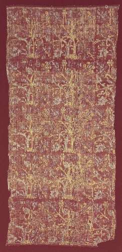 A silk Lampas fragment of a tent panel or wall hanging, West...