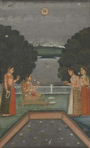 Ladies by the light of the moon, Awadh, North India, late 18...