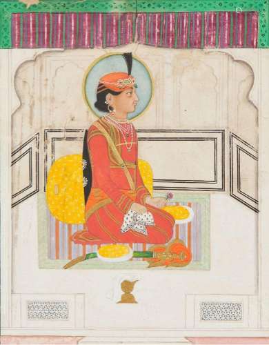 A portrait of Raja Hiraj Singh, Sikh School, Punjab, North I...