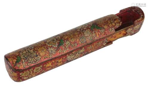 A large lacquered papier mache qalamdan, Kashmir, India, cir...