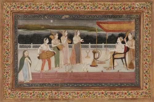 A ruler entertained on a terrace by musicians, Lucknow, Nort...