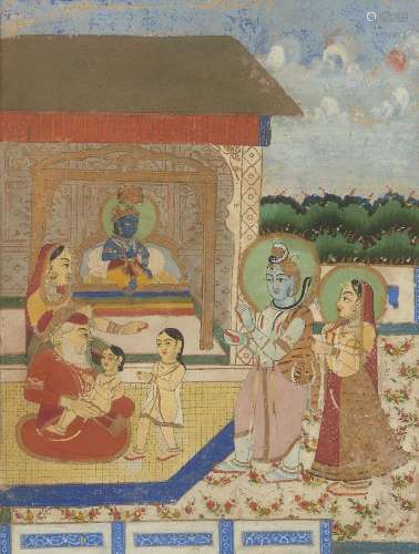 Yashoda, Krishna and Nanda, Rajasthan, India, 19th century, ...