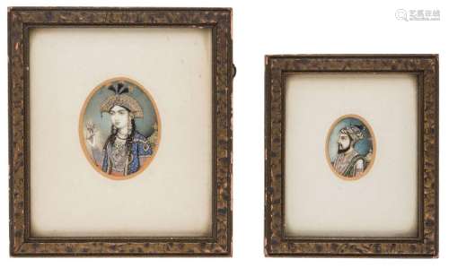 Two portraits on ivory of the Mughal emperor Shah Jahan (159...