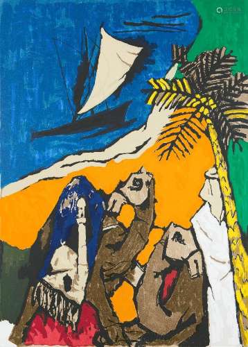 A group of 5 serigraphs from the OPCE series by Maqbool Fida...