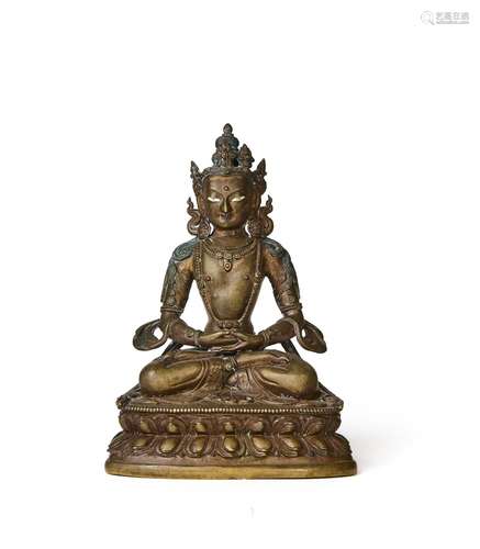 A GILT BRONZE FIGURE OF AMITAYUS, BUDDHA, QIANLONG PERIOD (1...