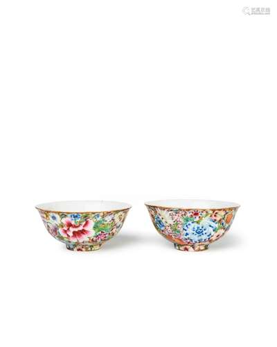 A PAIR OF CHINESE FLORAL BOWLS, GUANGXU MARK & OF THE PE...