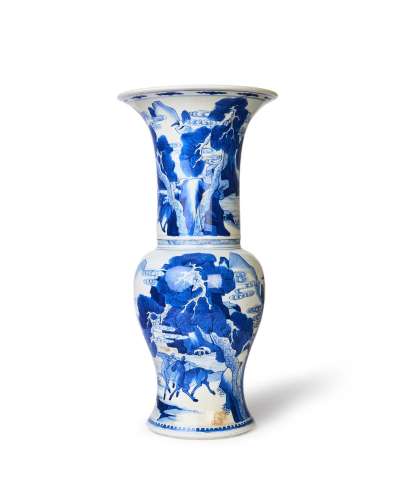 A CHINESE BLUE AND WHITE `DEER AND CRANE` `PHOENIX TAIL` YEN...