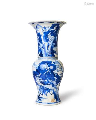 A CHINESE BLUE AND WHITE `DEER AND CRANE` `PHOENIX TAIL` YEN...