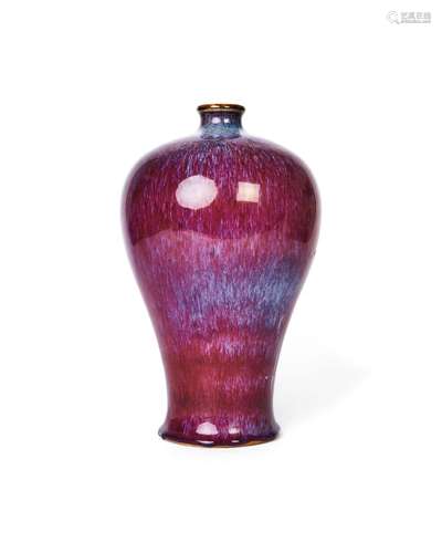 A RARE IMPERIAL FLAMBE-GLAZED MEIPING VASE, QIANLONG SEAL MA...