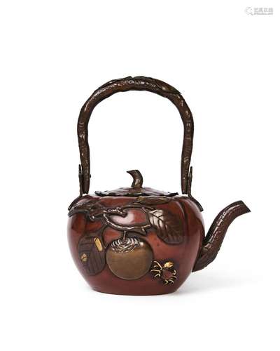 A JAPANESE MIX METAL TEAPOT, MEIJI PERIOD (1868-1912)