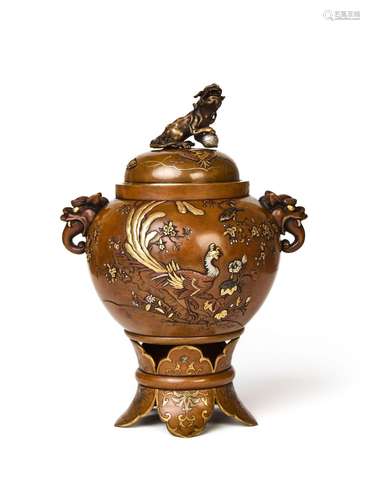 A JAPANESE MIX METAL VASE, MEIJI PERIOD (1868-1912)