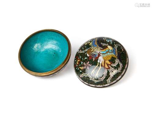 A JAPANESE CLOISONNE ENAMEL CIRCULAR BOX & COVER, MEIJI ...