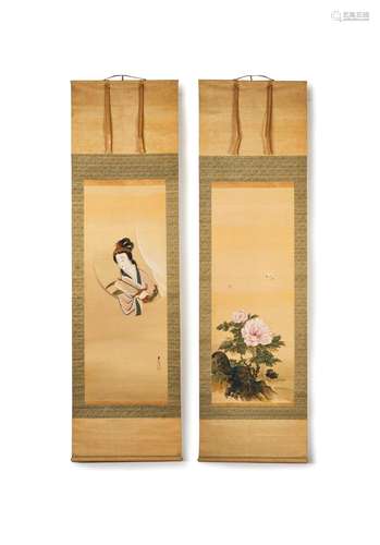 SHIBATA ZESHIN (1808-1891): A PAIR OF JAPANESE SCROLLS, 19TH...