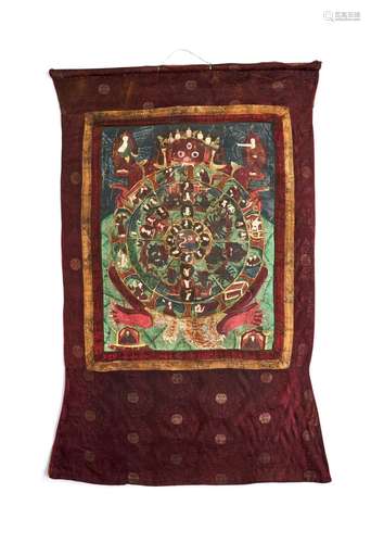 A TIBETAN HANGING THANGKA, 19TH CENTURY