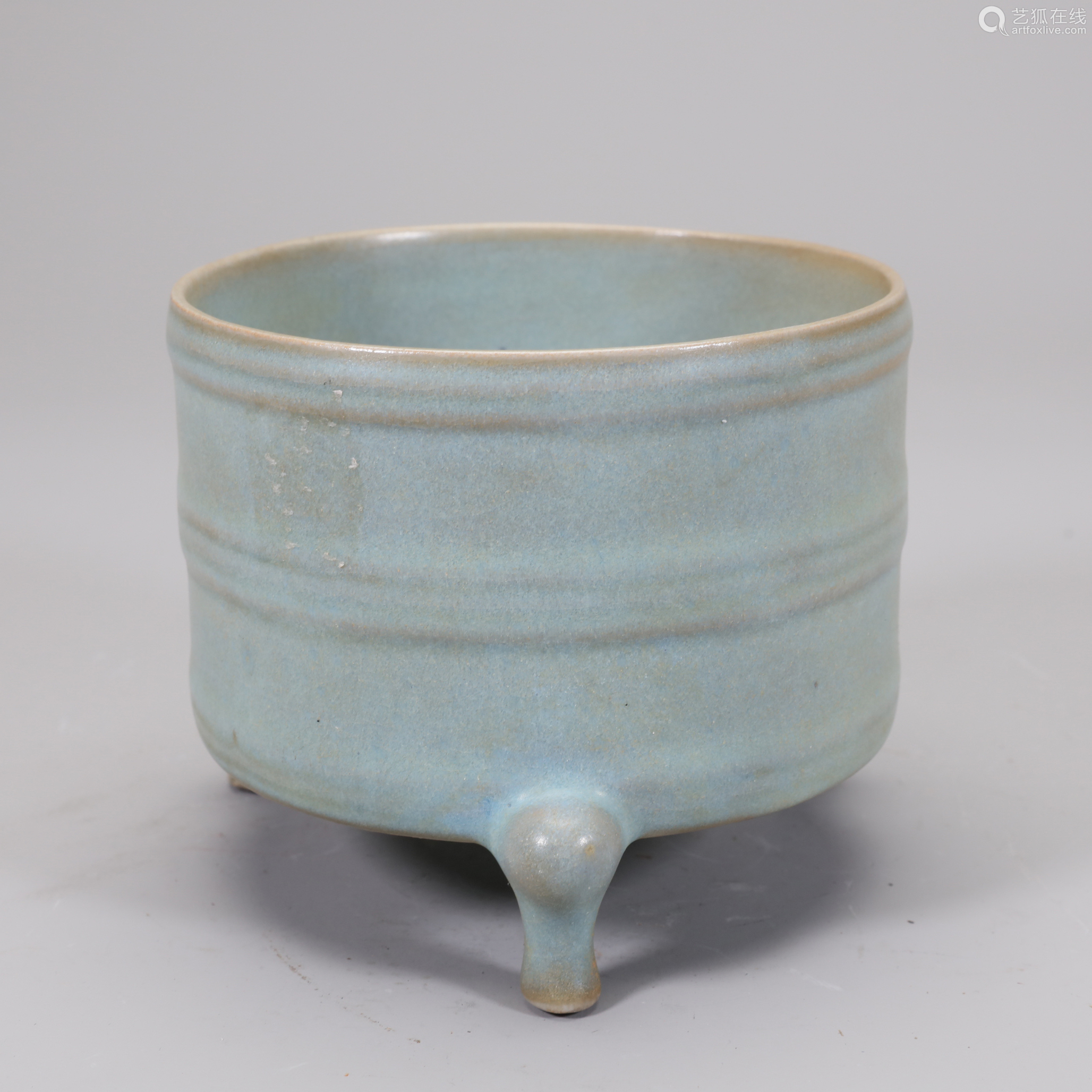 新作ウエア 中国 釣窯 天青釉 三足爐 香炉 N R3047 工芸品