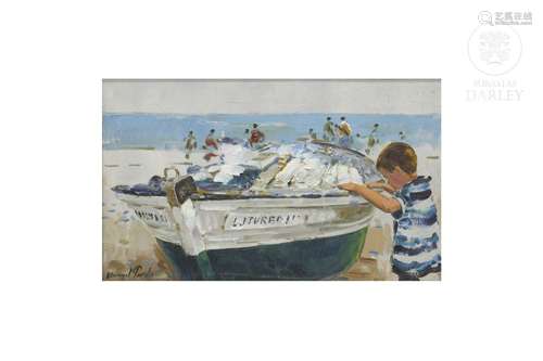 Manuel Pardo (1955) "Boat and child"