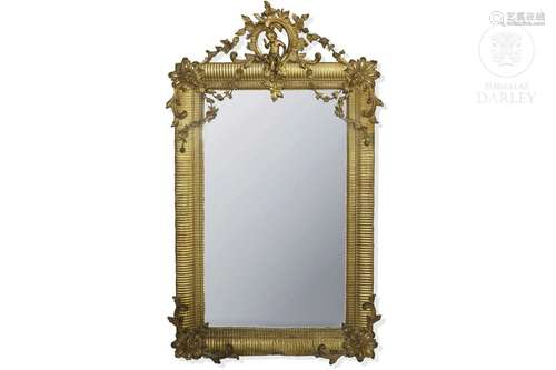 Gilded carved wooden mirror, 19th century